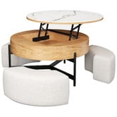 Shirley Lane Furniture 4 Piece Abuela Ottoman &amp; Coffee Table Set