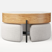 Shirley Lane Furniture 4 Piece Abuela Ottoman &amp; Coffee Table Set
