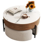 Shirley Lane Furniture 4 Piece Abuela Round Lift-Top Coffee Table &amp; Stool Set