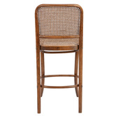 Kayla Bay by Temple &amp; Webster 65cm Antique Brown High Back Luca Beech Wood &amp; Rattan Barstool