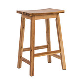 Kayla Bay by Temple &amp; Webster 66cm Flores Acacia Wood Saddle Counter Stool