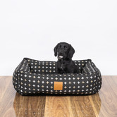 Mog &amp; Bone Black Metallic Cross Cotton Bolstered Dog Bed