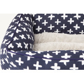 Mog &amp; Bone Navy Cross Cotton Bolstered Dog Bed
