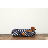 Mog &amp; Bone Navy Cross Cotton Bolstered Dog Bed