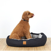Mog &amp; Bone Denim Print 4 Seasons Cotton Round Dog Bed