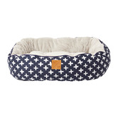 Mog &amp; Bone Navy Cross 4 Seasons Cotton Round Dog Bed