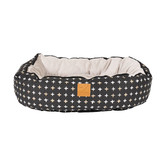 Mog &amp; Bone Black Metallic Cross 4 Seasons Cotton Round Dog Bed
