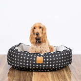 Mog &amp; Bone Black Metallic Cross 4 Seasons Cotton Round Dog Bed