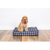 Mog &amp; Bone Navy Check Classic Cushion Dog Bed