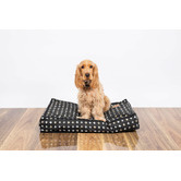 Mog &amp; Bone Black Metallic Cross Print Classic Cushion Dog Bed