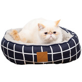 Mog &amp; Bone Navy Check Cotton Reversible Cat Bed