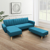 Palmgrove Lane Kazia 3 Seater Queen Sofa Bed with Left Chaise &amp; Ottoman Set