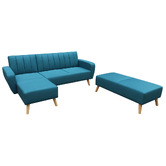 Palmgrove Lane Kazia 3 Seater Queen Sofa Bed with Left Chaise &amp; Ottoman Set