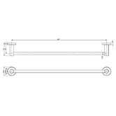 Phoenix Tapware Round Radii Single Bar Brass Towel Rail