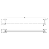 Phoenix Tapware Square Radii Single Bar Brass Towel Rail