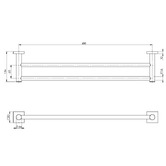 Phoenix Tapware Square Radii Double Bar Brass Towel Rail