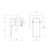 Phoenix Tapware Gloss MKII Shower/Bath Wall Mixer Trim Kit Only