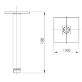 Phoenix Tapware Lexi 150mm Chrome Square Shower Arm