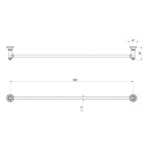 Phoenix Tapware Cromford 800mm Single Bar Brass Towel Rail