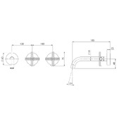 Phoenix Tapware Vivid Slimline 180mm Bath/Basin Wall Tap Set