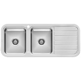 Phoenix Tapware 1000 Series 1180mm Double Topmount Kitchen Sink with Drainer