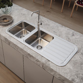 Phoenix Tapware 1000 Series 1180mm Double Topmount Kitchen Sink with Drainer