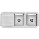 Phoenix Tapware 1000 Series 1180mm Double Topmount Kitchen Sink with Drainer