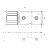 Phoenix Tapware 1000 Series 1180mm Double Topmount Kitchen Sink with Drainer