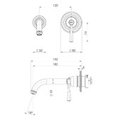 Phoenix Tapware Cromford 200mm Basin Wall Mixer Set Trim Kit Only
