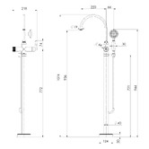 Phoenix Tapware Cromford Floor Mounted Bath Mixer with Hand-Held Shower