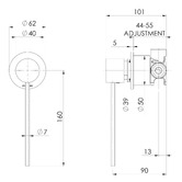 Phoenix Tapware Accessible Vivid Slimline Extended Lever Shower/Bath Wall Mixer