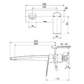 Phoenix Tapware Mekko 200mm Bath/Basin Wall Mixer Set