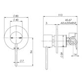 Phoenix Tapware Vivid Slimline Pin Lever Shower/Bath Wall Mixer