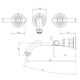 Phoenix Tapware Cromford 180mm Bath/Basin Wall Tap Sets