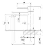 Phoenix Tapware Vivid Slimline 115mm Pin Lever Basin Mixer