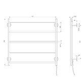Phoenix Tapware Radii 750 x 740 mm 5 Bar Heated Towel Rail