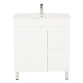 Nueva Bathware Bianca 750mm Gloss White Freestanding Vanity with Ceramic Countertop