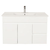 Nueva Bathware Bianca 900mm Gloss White Wall Hung Vanity with Ceramic Countertop
