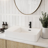Nueva Bathware Vento 600mm Rectangular Ceramic Left Drainer Above Counter Basin