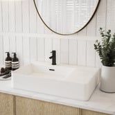 Nueva Bathware Vento 600mm Rectangular Ceramic Right Drainer Above Counter Basin