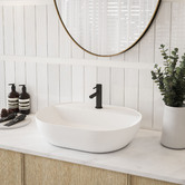 Nueva Bathware 500mm x 380mm Evea Oval Counter Top Ceramic Basin with Tap Landing