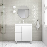 Nueva Bathware Bianca 750mm Gloss White Freestanding Vanity with Ceramic Countertop