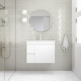 Nueva Bathware Bianca 750mm Gloss White Wall Hung Vanity with Ceramic Countertop