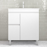 Nueva Bathware Bianca 750mm Gloss White Freestanding Vanity with Ceramic Countertop