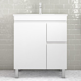 Nueva Bathware Bianca 750mm Gloss White Freestanding Vanity with Ceramic Countertop