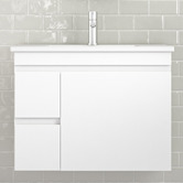 Nueva Bathware Bianca 750mm Gloss White Wall Hung Vanity with Ceramic Countertop