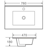 Nueva Bathware Kani 750mm Freestanding Vanity with Ceramic Countertop