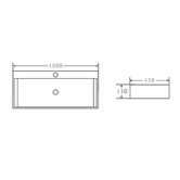 Nueva Bathware Vento 600mm Rectangular Ceramic Left Drainer Wall Hung Basin