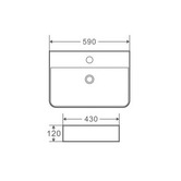 Nueva Bathware Nueva 430mm Rectangular Ceramic Wall-Hung Basin With Overflow