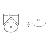 Nueva Bathware Nueva 390mm Ceramic Corner Wall-Hung Basin